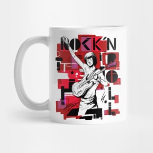 Rock and Roll musician , guitarist playing electric guitar draw design Mug